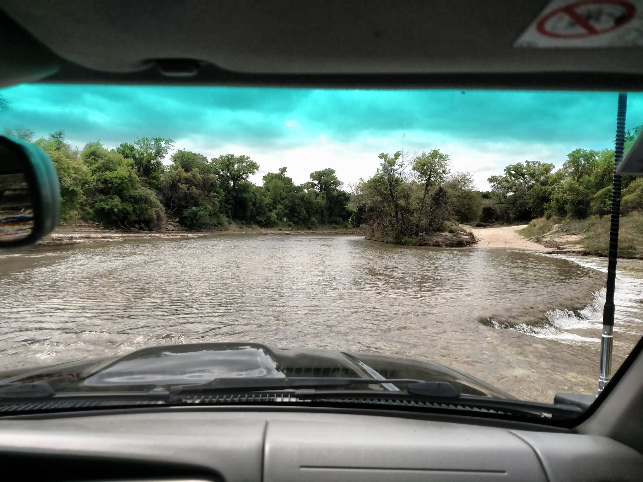 Cabin view of water crossing